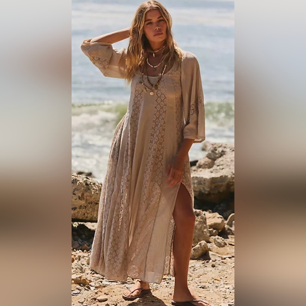 Free People Starlight Maxi Dress in Morning Oat - Picture 2 of 16